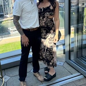 Multicolor Dress with Side Cut Outs